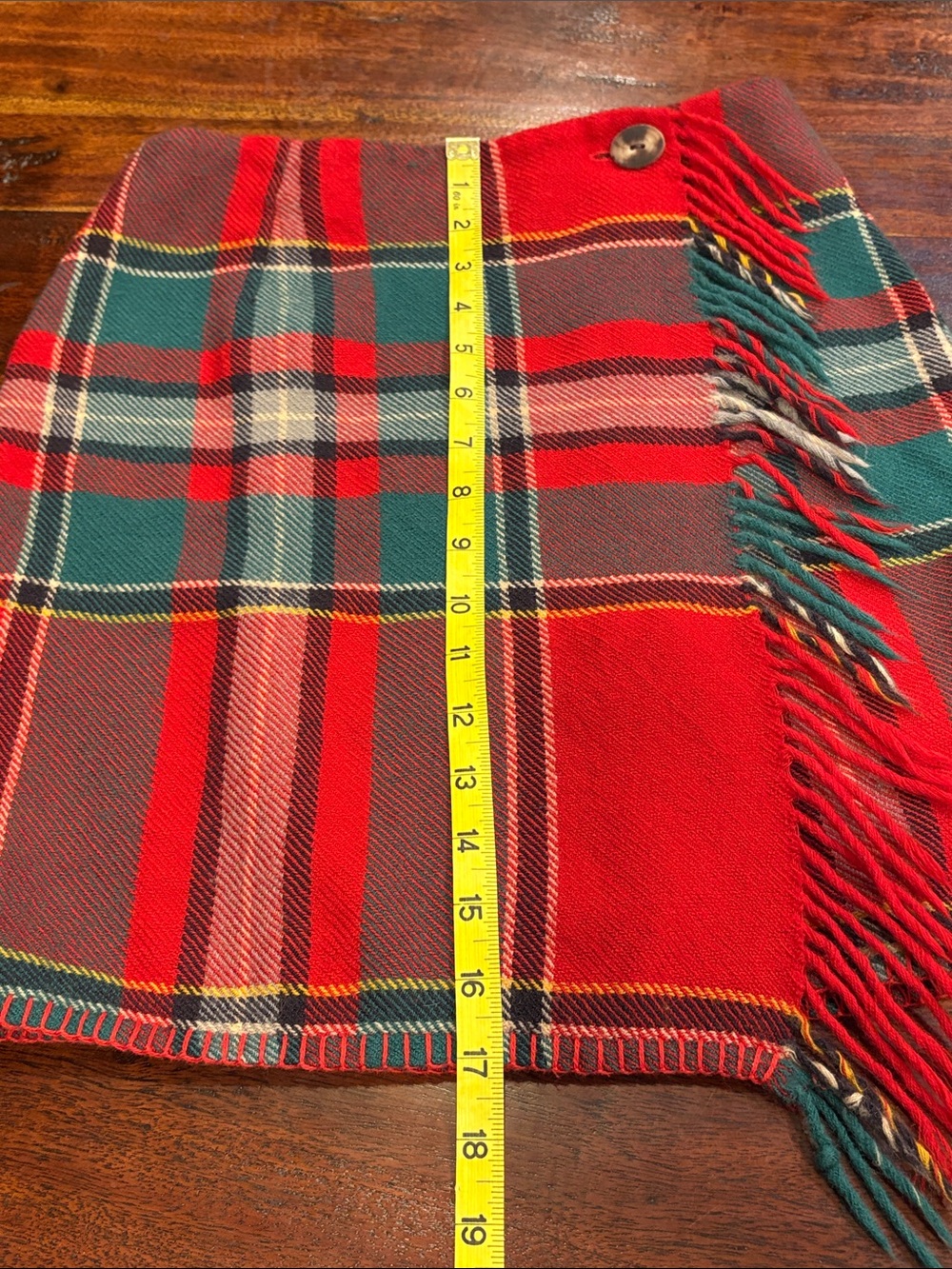 Vintage Ralph Lauren Country 90s Plaid Wool Woven Fringe Wrap Skirt size 6 - Picture 12 of 12